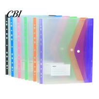 Binder Compatible Folder 11 Hole Clear File for A4 Binders, Colorful Plastic Document with Bag Snap Button & Label Slot, Transparent Project Organizer 6pcs Transverse white