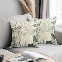 2 vnt. šalavijo žalumo hortenzijos pagalvės užvalkalai Dvipusis spaudinys Vandens spalvos gėlių pagalvės užvalkalai Namų dekoras Sofai, miegamajam Linen 45*45(CM)-2Pcs