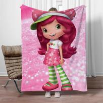 Strawberry Shortcake Microfiber Blanket King Size Designer Throw Blanket for Sofa Luxury Home Interior Blankets for Adults Knee Size: 75*100cm, Weight: 230 GSM brown