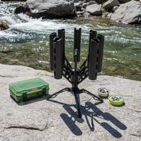 Rotating Fishing Rod Stand Multifunctional Carbon Fiber Display Degree Rotation gray