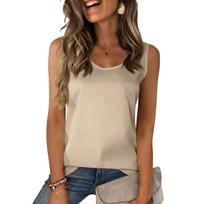 Women's Color Cotton And Linen Camisole Loose Inner Sleeveless Versatile Bottoming Top XL smėlis
