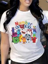 Number Blocks Cute Characters T-shirt XXXXL white