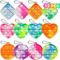 12PCS Fidget Sensory Toys Party Favors Bubble Bulk Pop Keychain 3Shape Stress Relief Fidget Classroom Prizes Toy Kids Boys Girls green