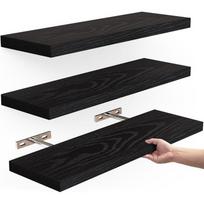 Patvarus pakabinamas laikymo stovas Mediniai vitrinos stovai Augalų stovas Sieninės lentynos Sodybos stilius Black-3pcs