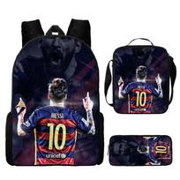 Large Capacity Pencil Case Set of 3, Durable Backpack, Argentina Messi All-Over Print Picnic Bag, Student Stationery Organizer, Travel Portable