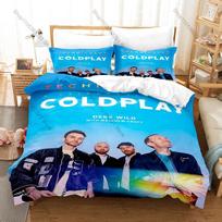 C-Colorful Coldplay Music Graphic Bedding Set Duvet Cover With 2 Pillowcases Teen Rock Fan Bedroom Decoration 140x200cm blue