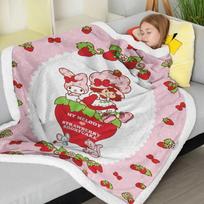 Cartoon Strawberry Shortcake Plush Blanket for Girls  Soft Furry Printed Nap Throw Cute Winter Gift for Kids 150x200cm white