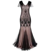 1920-ųjų Gatsby Blizgučių Dydžio Vintage Vakarinė Suknelė XXL gray