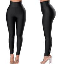 Moteriškos aukšto juosmens blizgios tamprūs Kelnės Aukšto elastingumo Tamprios Kūną priglundančios Slim Skinny Kelnės Vienspalvės Atsitiktinės Kasdienės Šventinės Kelnės M juoda
