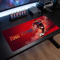 Lionel Messi Custom Large Mouse Pad, Personalized Name Text Print, Football Logo Non‑Slip Desk Mat Gaming Gift 30cmx60cm