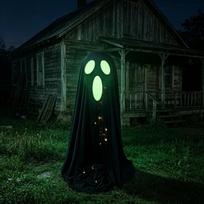 Luminous Halloween Standing Ghost Decor Soft LED Lights Gothic Glowing Scary Ghost Figure ED Lights Adjustable black
