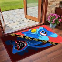 Anti‑Slip Crystal Velvet Floor Rug, Huggy Wuggy Design Carpet for Indoor Living Bedroom Home Decoration 50cmx80cm blue