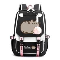 Pusheen Katės Didelės Talpos Kuprinė Lauko Kelionėms Nešiojamo Kompiuterio Krepšys Studentų Atsitiktinis Dieninis Krepšys Mielas Kačiuko Dizainas 816-bk-black įvairiaspalvis