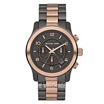 MICHAEL KORS Runway Men's Quartz Chronograph Watch black/gunmetal Dial stainless steel Strap 45mm MK8189 juoda