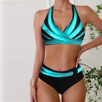 Moteriški maudymosi kostiumėliai Tankini 2 dalių maudymosi kostiumėlis Blue Dots atostogų maudymosi kostiumėliai pečių dirželiai gražiai nugara 5XL juoda