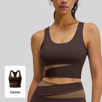 Juyitang High-Impact Splicing Sports Bra for Women - Shockproof, Gathered Support, Nude Running & Yoga Vest Extra Large black