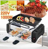 Elektrinis BBQ grilis Virtuvinis kepsninės aparatas Nelipni keptuvė mėsai kepti Kontaktinis grilis 1000W 2 tipų keptuvė namų parduotuvei Cook black