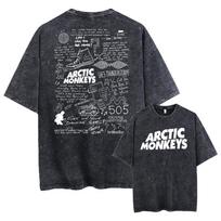 Retro roko Arctic Monkeys muzikos albumas Grafinis marškinėliai Vyriški vintažiniai skalbti negabaritiniai marškinėliai trumpomis rankovėmis Y2k hiphopo gatvės apranga S gray