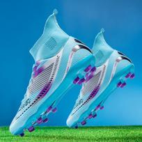 High-top football shoes autumn youth artificial grass spikes primary and secondary school students competition professional equipment 38 mėlyna