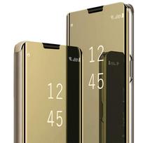 Prabangus išmanusis dėklas Samsung Galaxy S24 Ultra S23 Plus S21 S20 FE S10 S9 S8 Plus S23 FE veidrodinis odinis išmanusis atlenkiamas atraminis dėklas S9 Plus auksinė