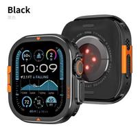 Metalinis dėklas Apple Watch Ultra 3 49mm 46mm 45mm 44mm Apsauginis dėklas Aliuminio buferinis rėmelis IWatch Series 11 10 9 8 7 6 5 SE 44mm juoda