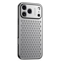 Aliuminio lydinio telefono dėklas iPhone 17 16 Pro Max 15 14 13 metalinis kvėpuojantis galinis dangtelis iPhone 17 Pro sidabras