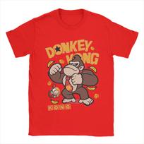 2025 Donkey Kong arkadinio žaidimo spausdinami apvalios kaklo marškinėliai vyrams ir moterims, kasdieniai, medvilniniai, vėsūs, dideli, vasariniai, trumparankoviai 4XL brown