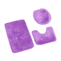 Bathroom Carpet Toilet Cushion Cover Microfiber Absorbent Non- Mat Three-piece Set=U-shaped 40*50+cover 45*50+door Mat 50*80 violetinė