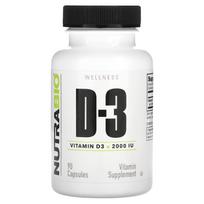 NutraBio, Vitamin D3, 50mcg (2,000IU), 90 capsules