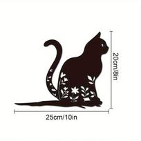 Iron Cat Garden Stake Outdoor Sculpture Yard Art Backyard Patio Decor TY3220-01 black