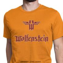 Castle Wolfenstein Vyriški 3D Marškinėliai Harajuku Vintažiniai Marškinėliai Camisas Apvalia Kaklo Trumpomis Rankovėmis Marškinėlis Grynos Medvilnės Palaidinė XL brown