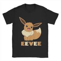 Streetwear Marškinėliai Vasariniai Pokemon Eevee Miegantis Ant Lapų Kartos Naujiena Marškinėliai Medvilniniai Marškinėliai Spausdinti Trumpomis Rankovėmis XL beige