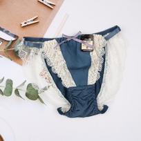 Clearance Japanese-Style Lace Thongs: Sexy Embroidered Low-Waist Ladies' Panties M (95-105 jin) mėlyna