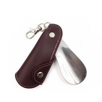 Japan and South Korea Metal Leather Shoehorn Portable Unisex Shoe Lifter Hanging Deduction Shoehorn for Keychain 1 gray