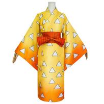 Demon Slayer: Kimetsu No Yaiba Hashibira Inosuke/Kamado Tanjiro/Agatsuma Zenitsu Cosplay Costume Zenitsu Agatsuma Kimono XXXL orange