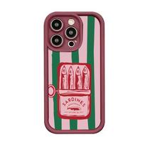 Juokingas sardinių skardinės retro dryžuotas dėklas telefonui iPhone 17 AIR 16E 15 14 13 12 11 PRO MAX MINI XR XSMAX 7 8 PLUS Y2K minkštas dangtelis iPhone 11