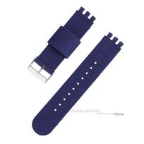Nailoninis laikrodžio dirželis Swatch dirželiui, audinio drobės laikrodžio dirželis SWATCH 17mm 19mm 20mm laikrodžio dirželio priedai, keičiamas vyriškas dirželis 17mm&rose gold buckle mėlyna