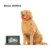 Blokeliai Mini Šuo Realistiškas Dizainerio Gyvūnas Auksinis Retriveris Rinkinys Persų Ragdoll Katė Kūrybiškas Stem Švietimo Žaislas Namų Dekoras no box beige