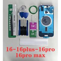 iPhone 16 Pro Max 16 E galinės dalies baterijos korpuso dangtelis, iš anksto sumontuota geležinė plokštė, magnetinis galinis stiklas iPhone 16 Plus 16pro 16 plus mėlyna