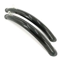 Bicycle Front Rear Fender Retro Fixed Gear Bike 700C Road Bicycle Fender Plastic and Aluminum Liner Fender Silver Black F-R Fender Black black