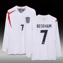 2006 Anglijos marškinėliai Pasaulio taurė Nr. 7 Beckham 4 Gerrard retro ilgomis trumpomis rankovėmis futbolo marškinėliai M