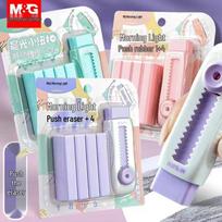 Prekės ženklo ištraukiamų ledų trintukų rinkinys studentams - nepalieka žymių, nebyra (1 trintukas, 4 papildymai) M&G Push Eraser 1+4 [Random Color] gray