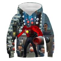 Game Skibidi Toilet Printing Hoodies For Men Children Fashion Streetwear Hooded Sweatshirts Harajuku Tops Clothing 140 gray