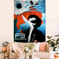 Anime Persona 3 Tapestry Art Printing Japanese Wall Tapestry Anime Wall Hanging Home Decor 100X70CM blue