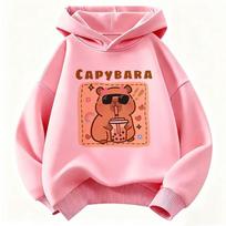 Juokinga kapibara gerianti sultis Vaikams Hoodie Megztinis su gobtuvu Mielas Hoody berniukams mergaitėms Ruduo Pavasaris Laisvalaikio Hoodie 150 rožinė