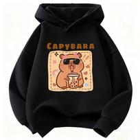 Juokinga kapibara gerianti sultis Vaikams Hoodie Megztinis su gobtuvu Mielas Hoody berniukams mergaitėms Ruduo Pavasaris Laisvalaikio Hoodie 120 juoda