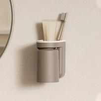 Innovative No Drill Wall Mounted Light Luxury Mouthwash Toothbrush Cup Storage Rack Couple Bathroom Organizer