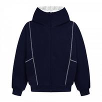 Unisex Oversized High Neck Zip-Up Hoodie With Contrast Color Panels Embroidered Lettering Cotton Blend Streetwear Sweatshirt XL gray