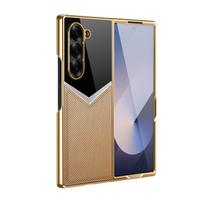 Business Color Electroplating PC Phone Case for Samsung Galaxy Z Fold 7 6 5 4 3 Tempered Film Luxury Shockproof Leather Cover Galaxy Z Fold5 auksas