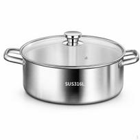 Vokiškas 316 nerūdijančio plieno komercinis puodas indukcinėms ir dujinėms viryklėms 28 cm Storas skaidriai sriubai 32cm Thickened white